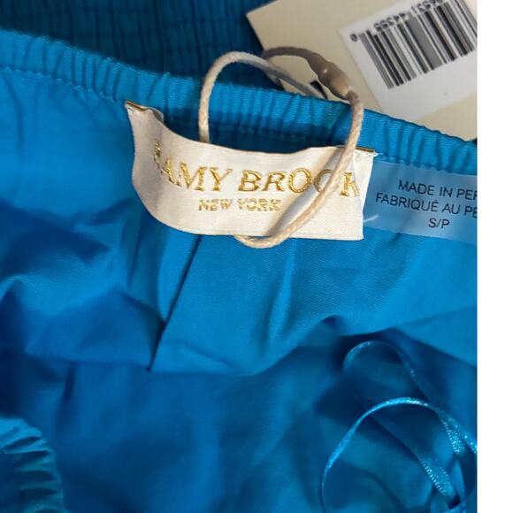 Ramy Brook Charlie Halter Top Size S NWT Tropical Blue Pleated Hem - Picture 6 of 8